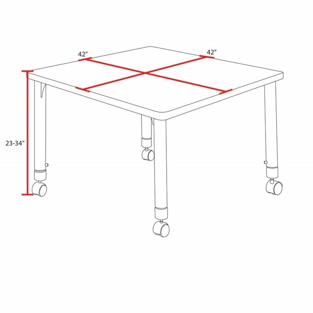 42" Square Mobile Table with 4 Stack Chairs M743