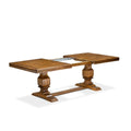 9-Piece Walnut Finish Acacia Wood Dining Room Set with Beige PU Leather Chairs X152