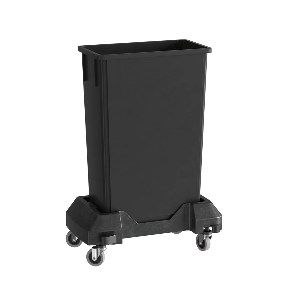 23 Gallon Black Trash Can with Dolly N789