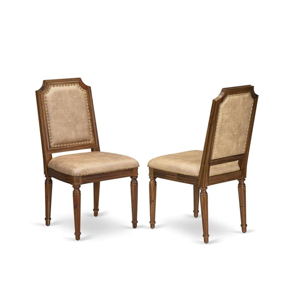 9-Piece Walnut Finish Acacia Wood Dining Room Set with Beige PU Leather Chairs X152