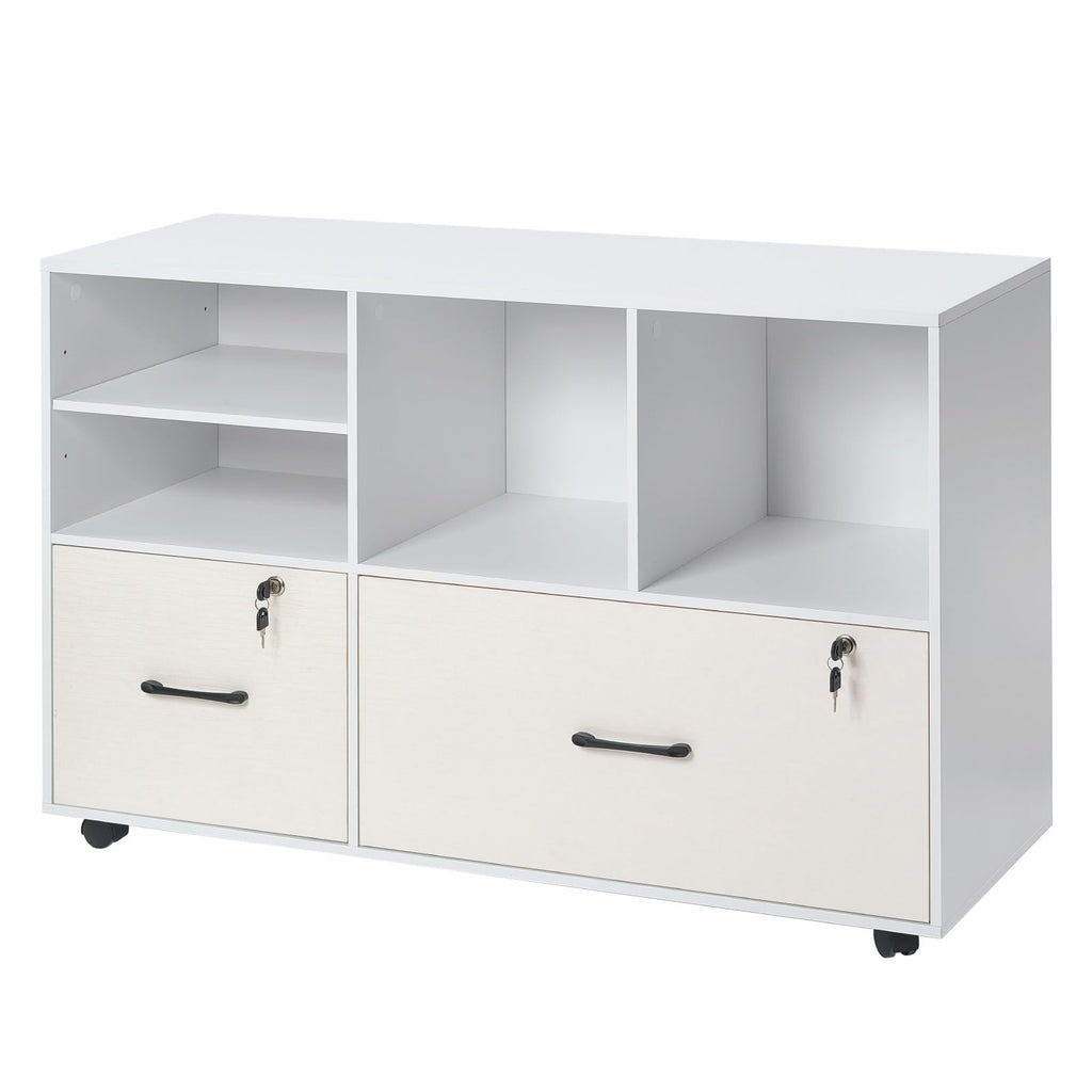 White 2 Drawer Wooden Lockable Mobile File Cabinet P84268