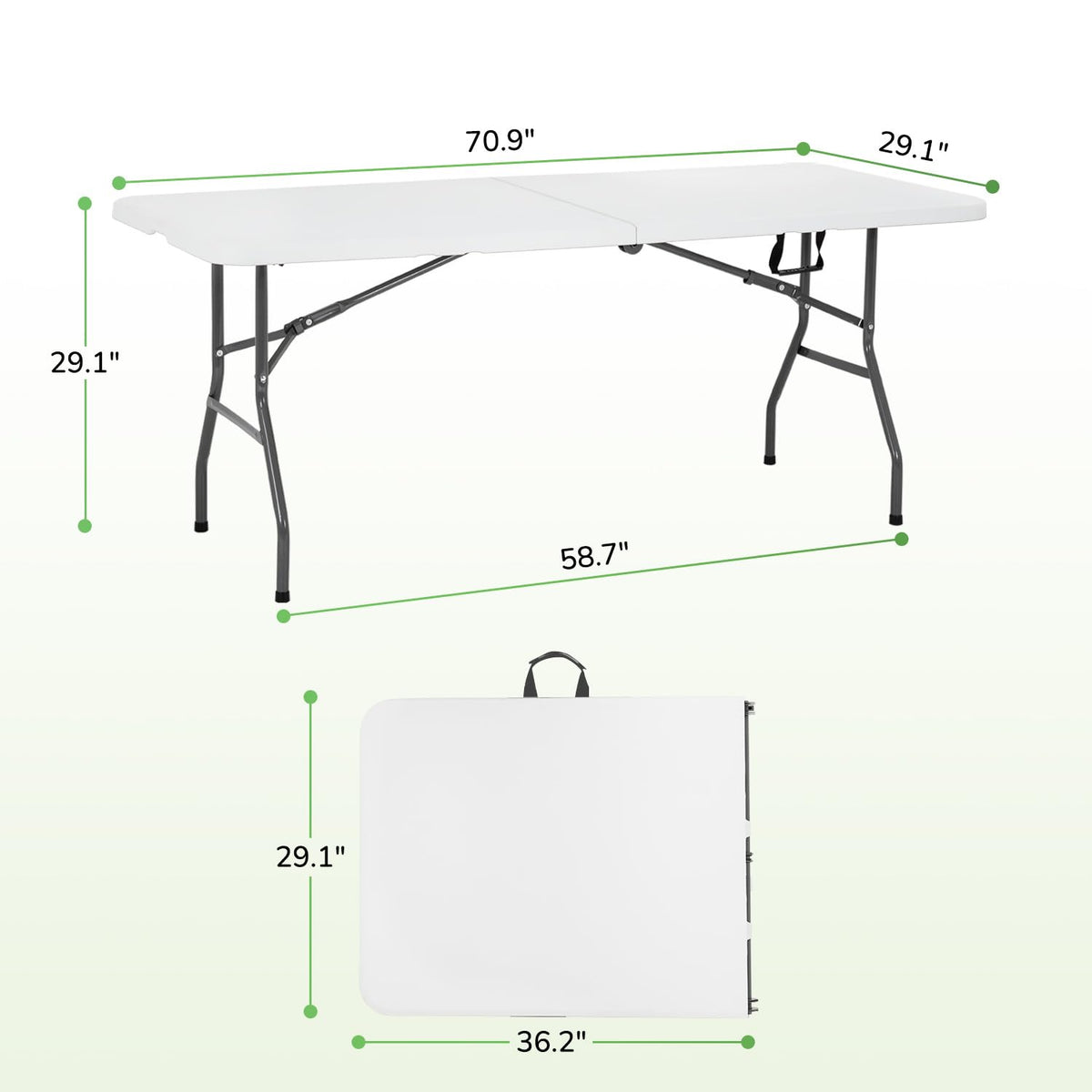 6FT White Portable Plastic Folding Table J723