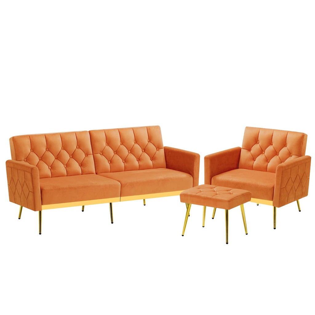 Velvet Sofa Set with Adjustable Armrests & Backrests H8674