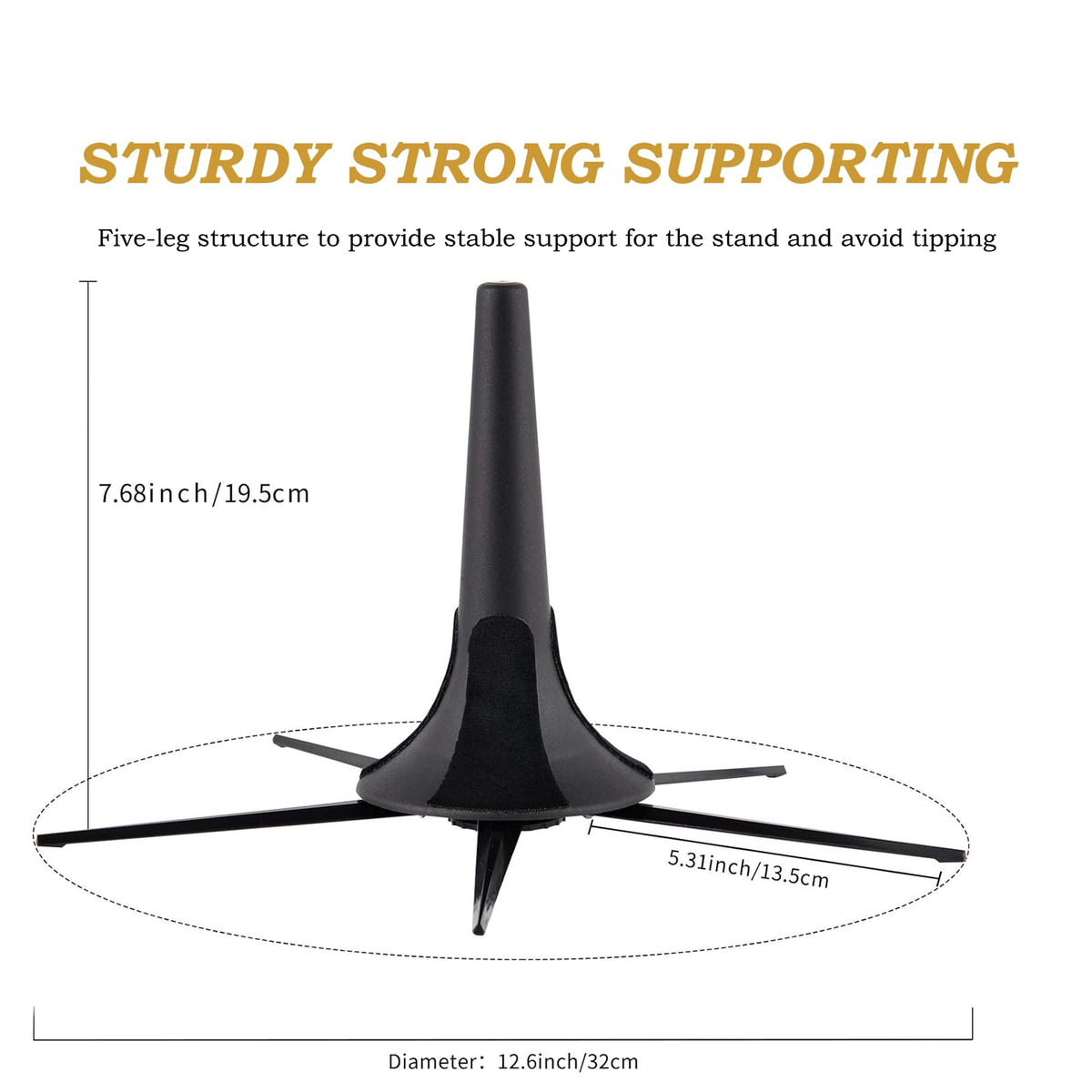 Trumpet Stand and Care Kit with Mouthpiece, Valve, Snake Brush, Foldable Metal 5 Legs E42465