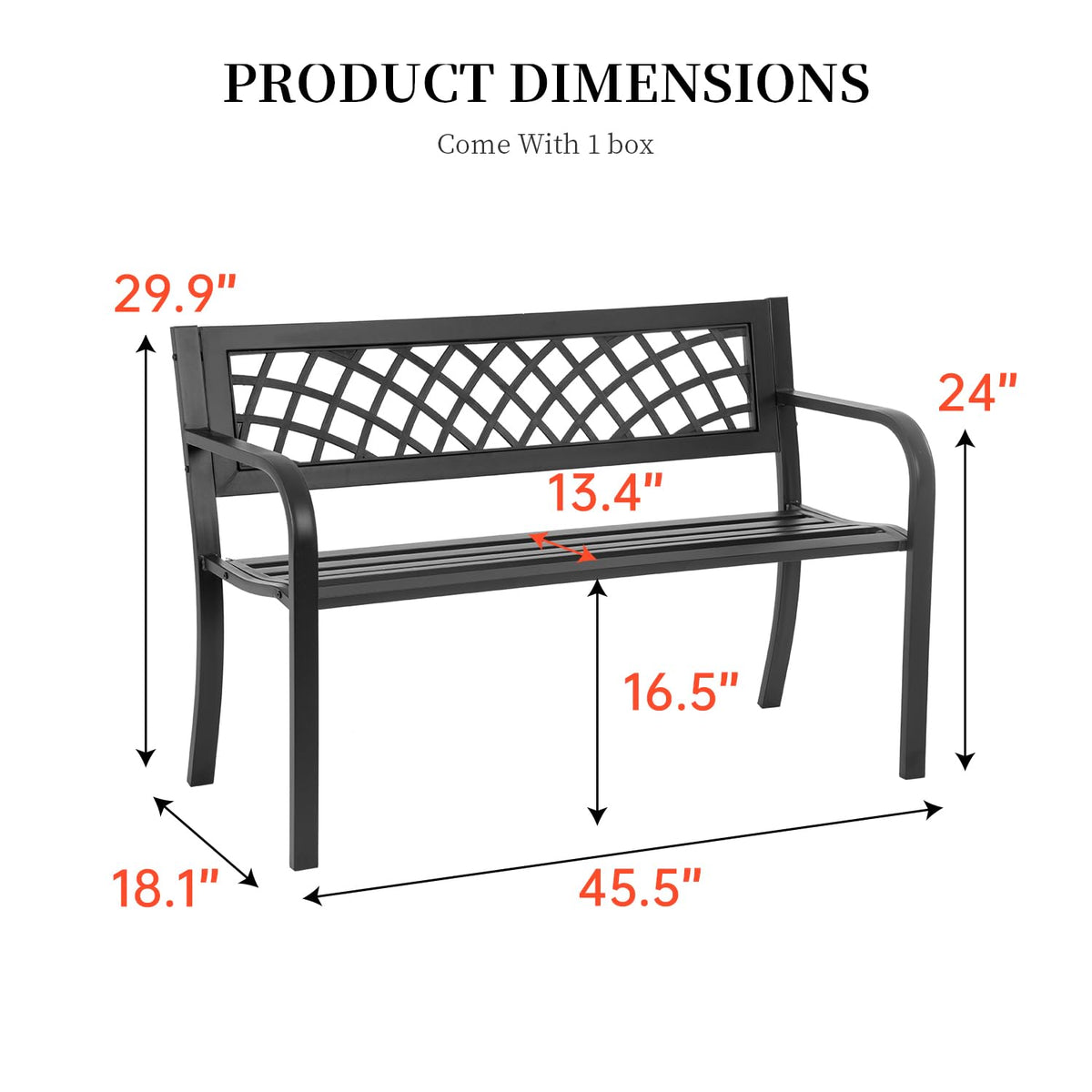 Black Outdoor Garden Bench H461444