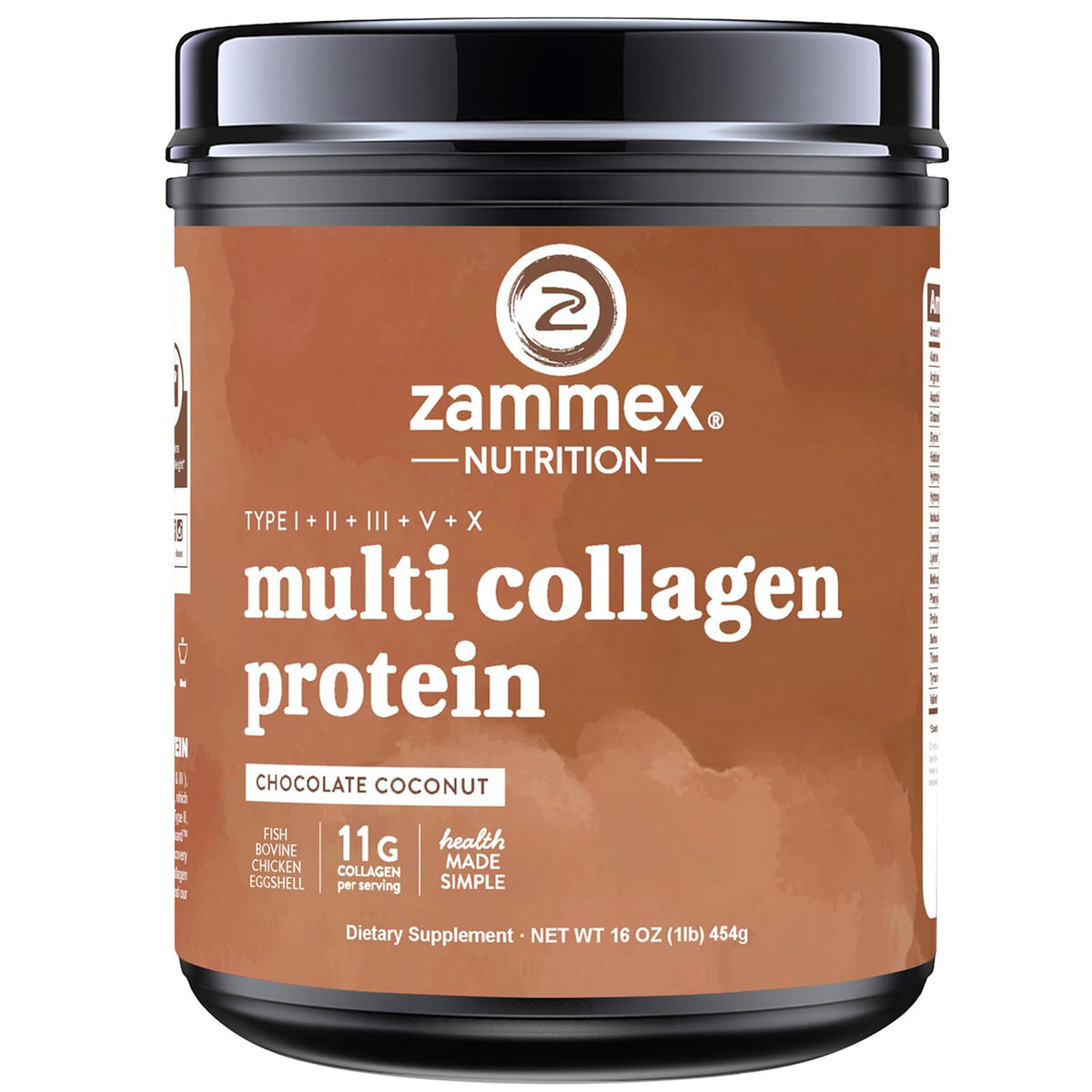 Multi Collagen Peptides Protein Powder, Chocolate, 1LB W287859