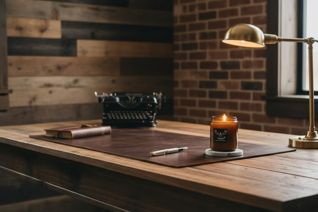 16 oz Wood Wick Soy Leather Scented Candle W1050