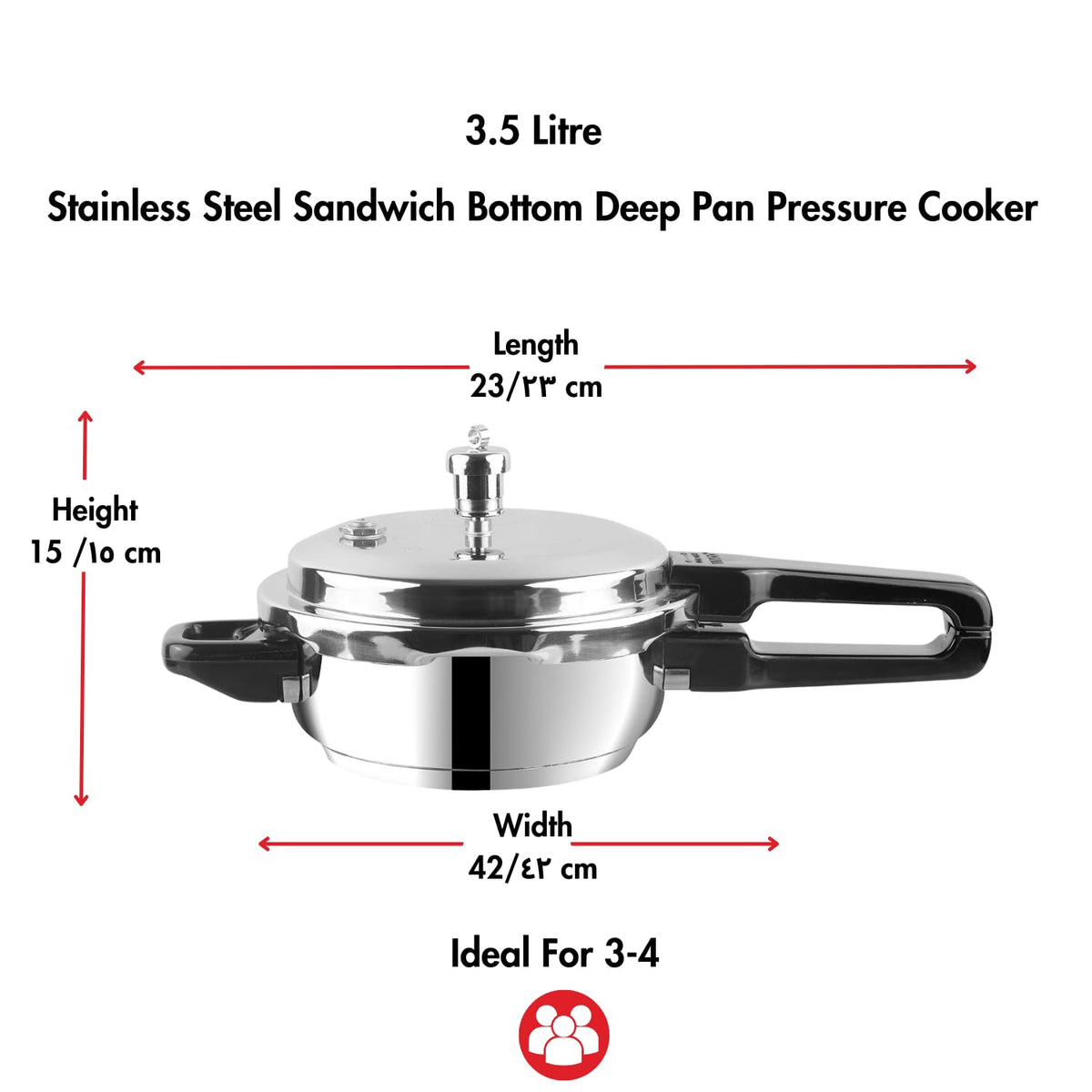 Stainless Steel 3 Litres Pressure Pan with Lid L61763