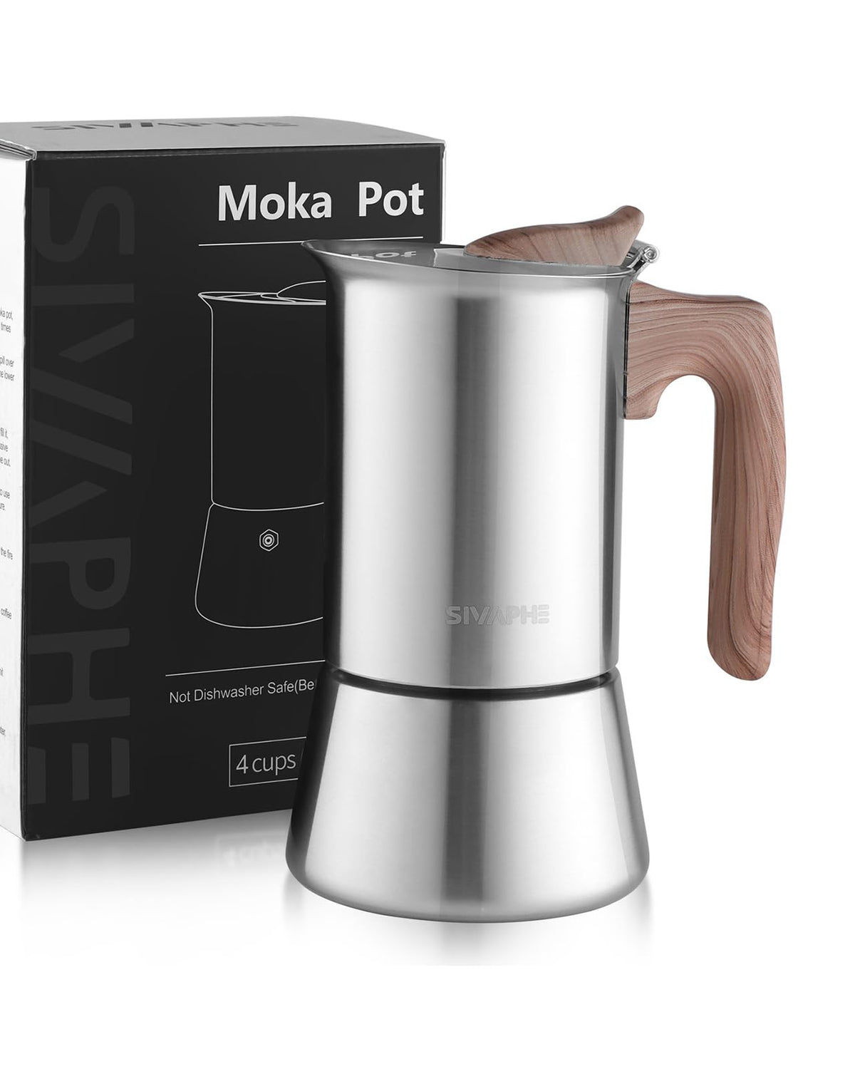 4 Cups Stainless Steel Stovetop Espresso Coffee Maker 10 oz Moka Pot L121397