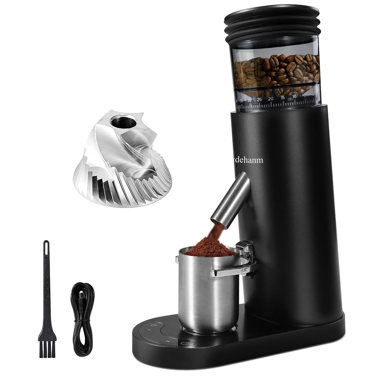 Cordless Black Conical Burr Coffee Grinder O151
