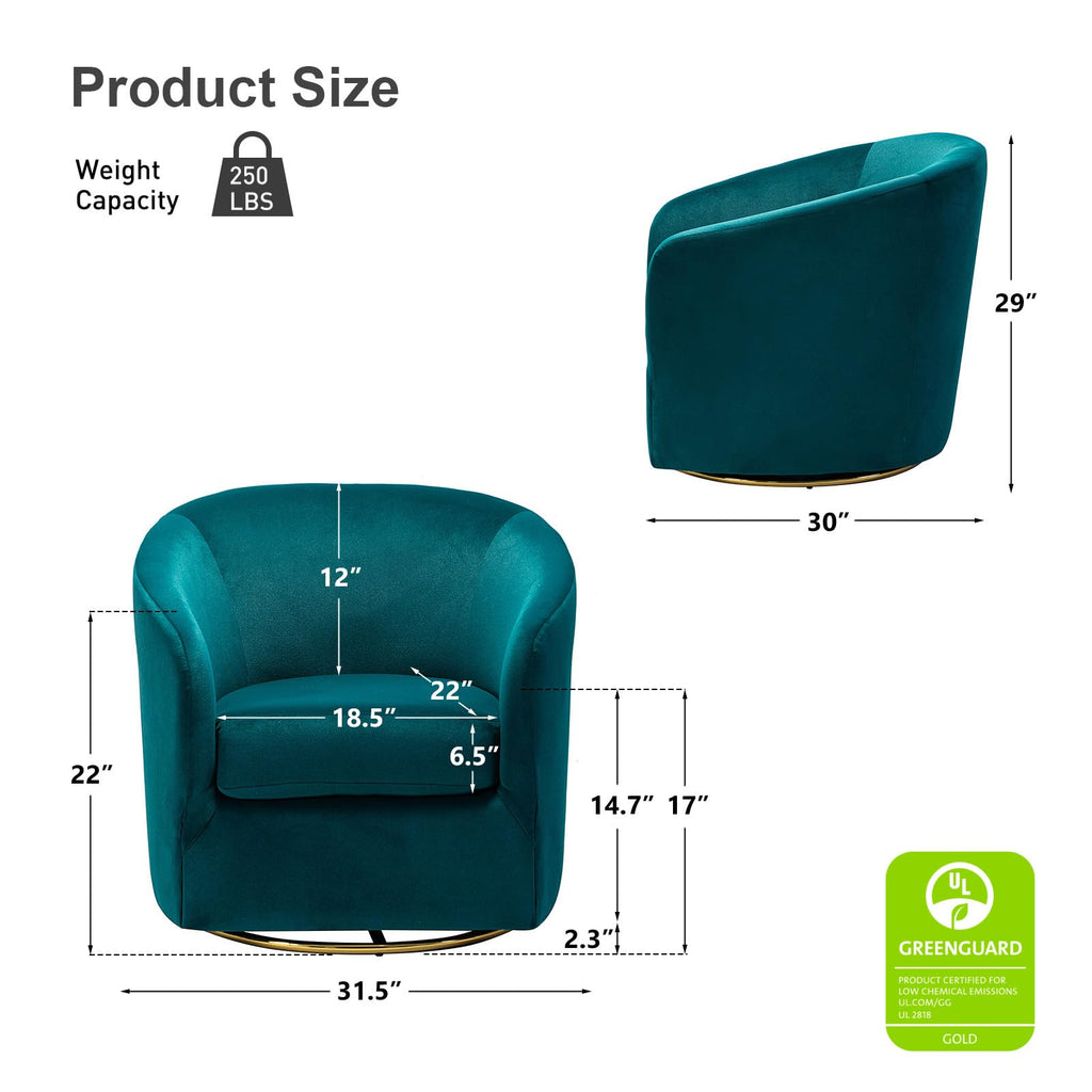 Set of 2 Velvet Swivel Barrel Chair V13091