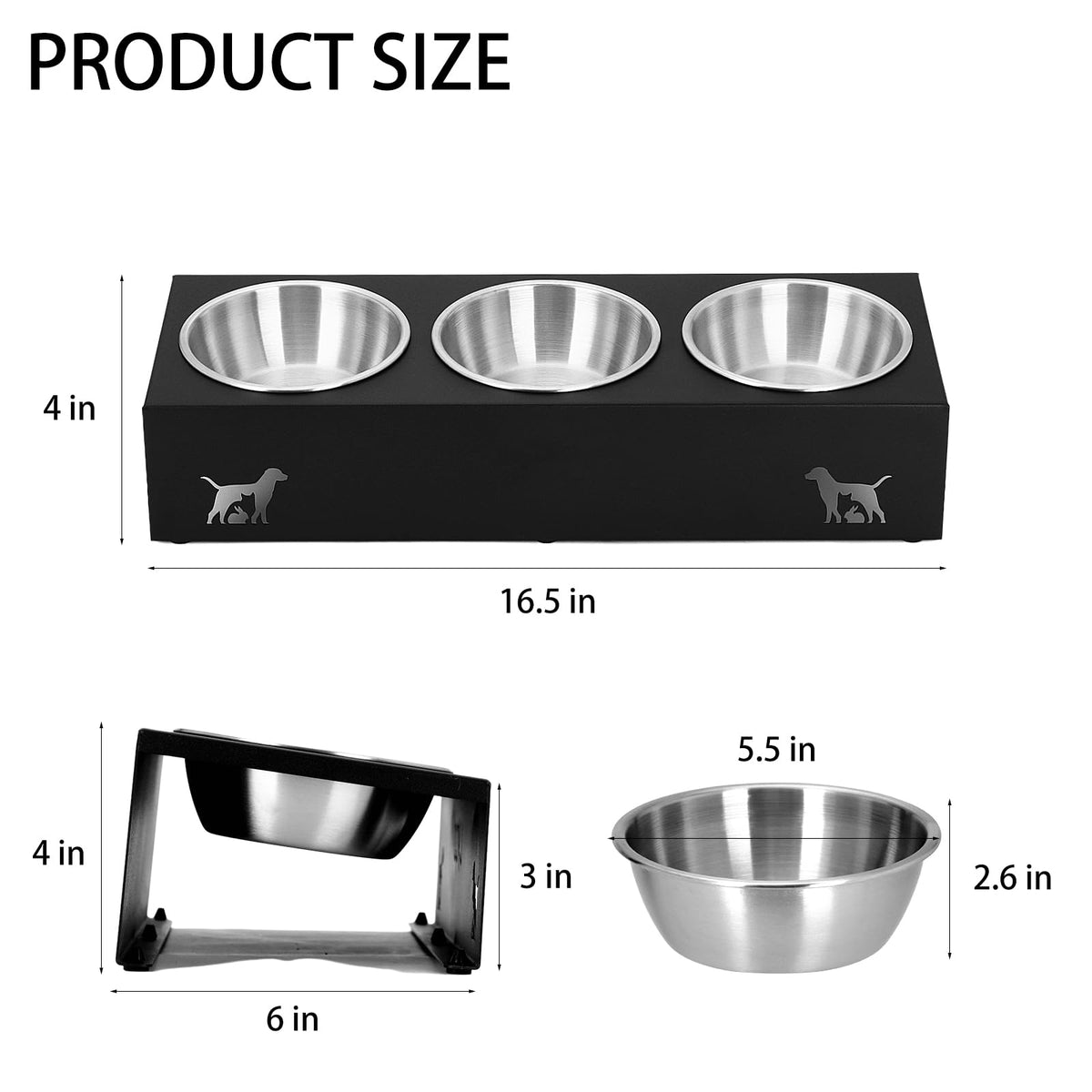 15° Tilted Stainless Steel Cat Bowls 3 Pack A614609