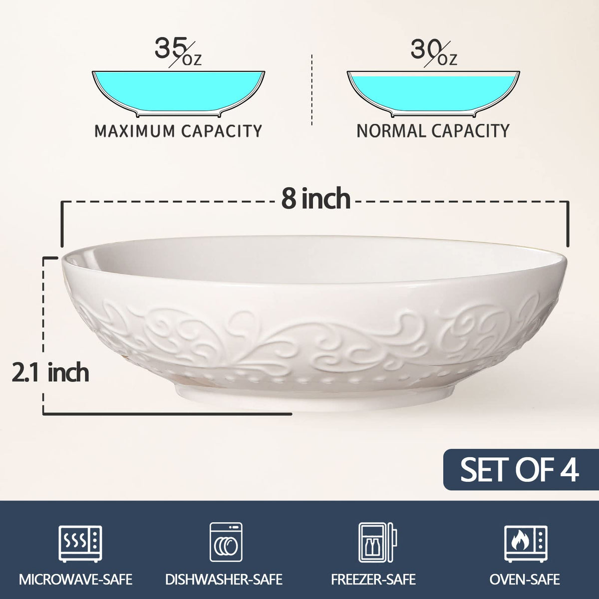 42oz Ceramic Ramen Bowl Set of 4 C22689