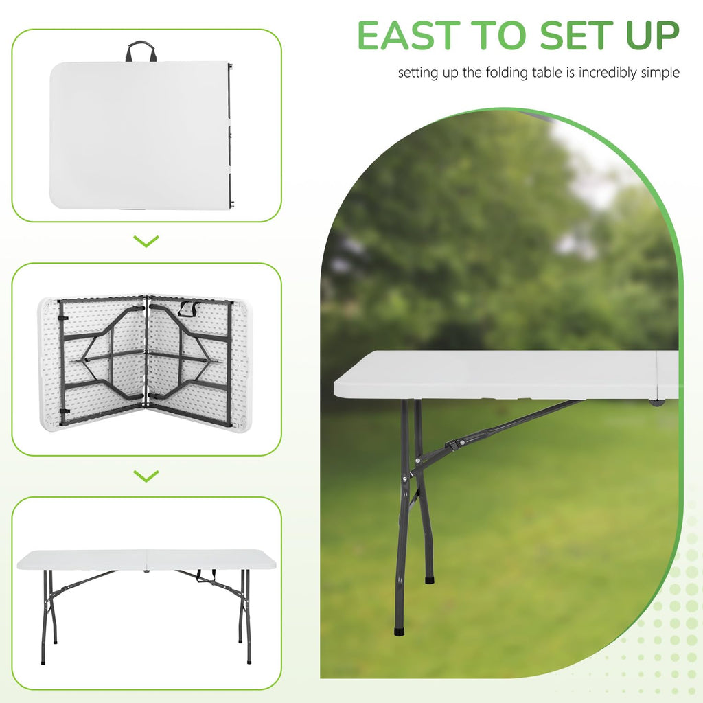 6FT White Portable Plastic Folding Table J723