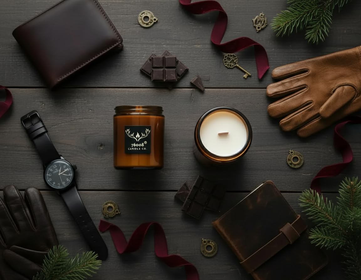 16 oz Wood Wick Soy Leather Scented Candle W1050