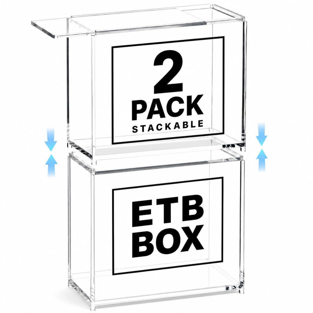 2 Pack Acrylic Case Stackable Magnetic Protector for ETB Storage Q839