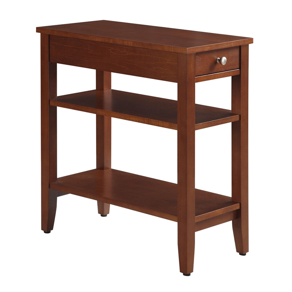 Cherry Chairside End Table with Storage Drawer & Shelves U192