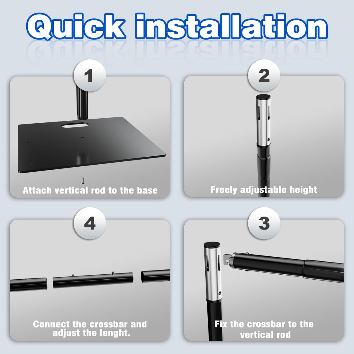 8ftx10ft Adjustable Heavy Duty Black Pipe and Drape Backdrop Stand U550250