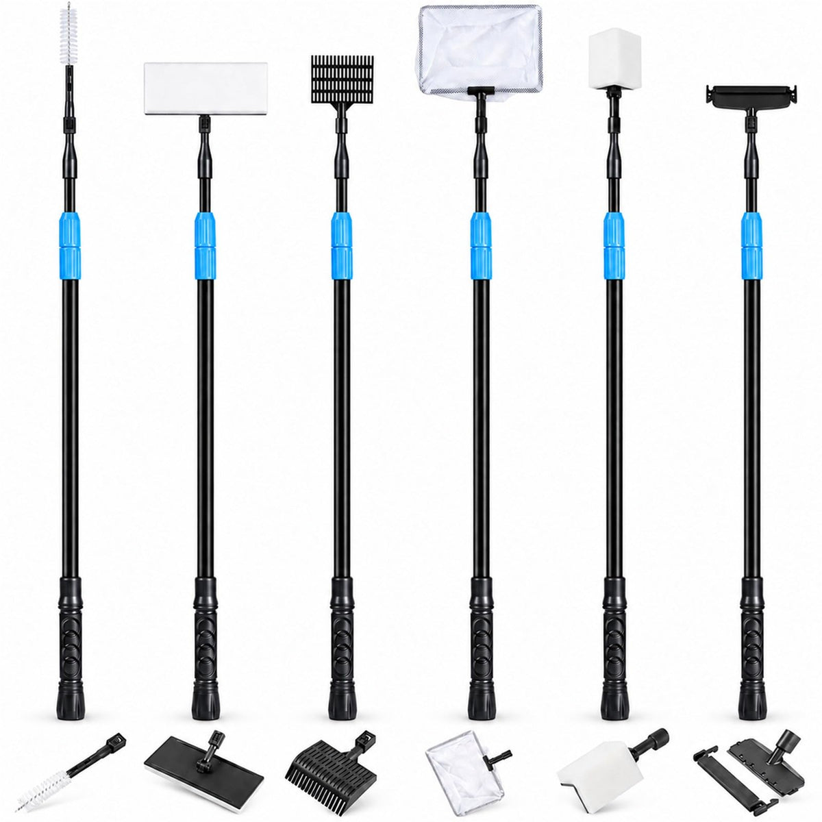 6 in 1 Aquarium Cleaning Tool Kit with Telescopic Long Handle C7696