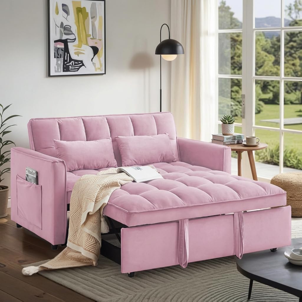 Velvet Convertible Sofa Bed C684959