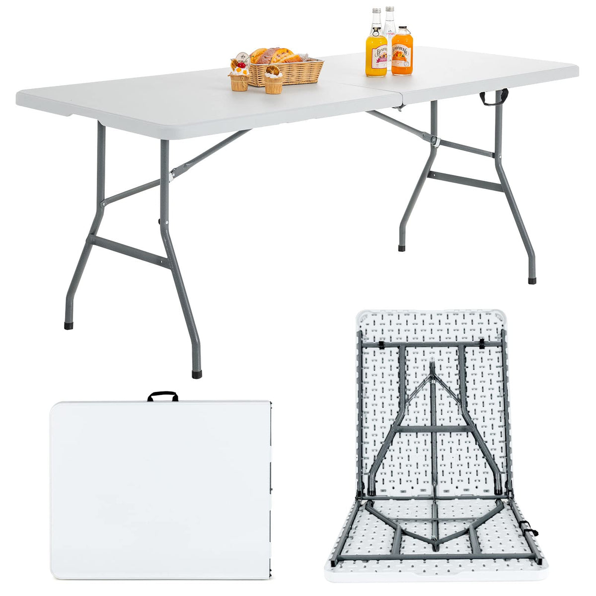 6ft White Folding Table Y1002