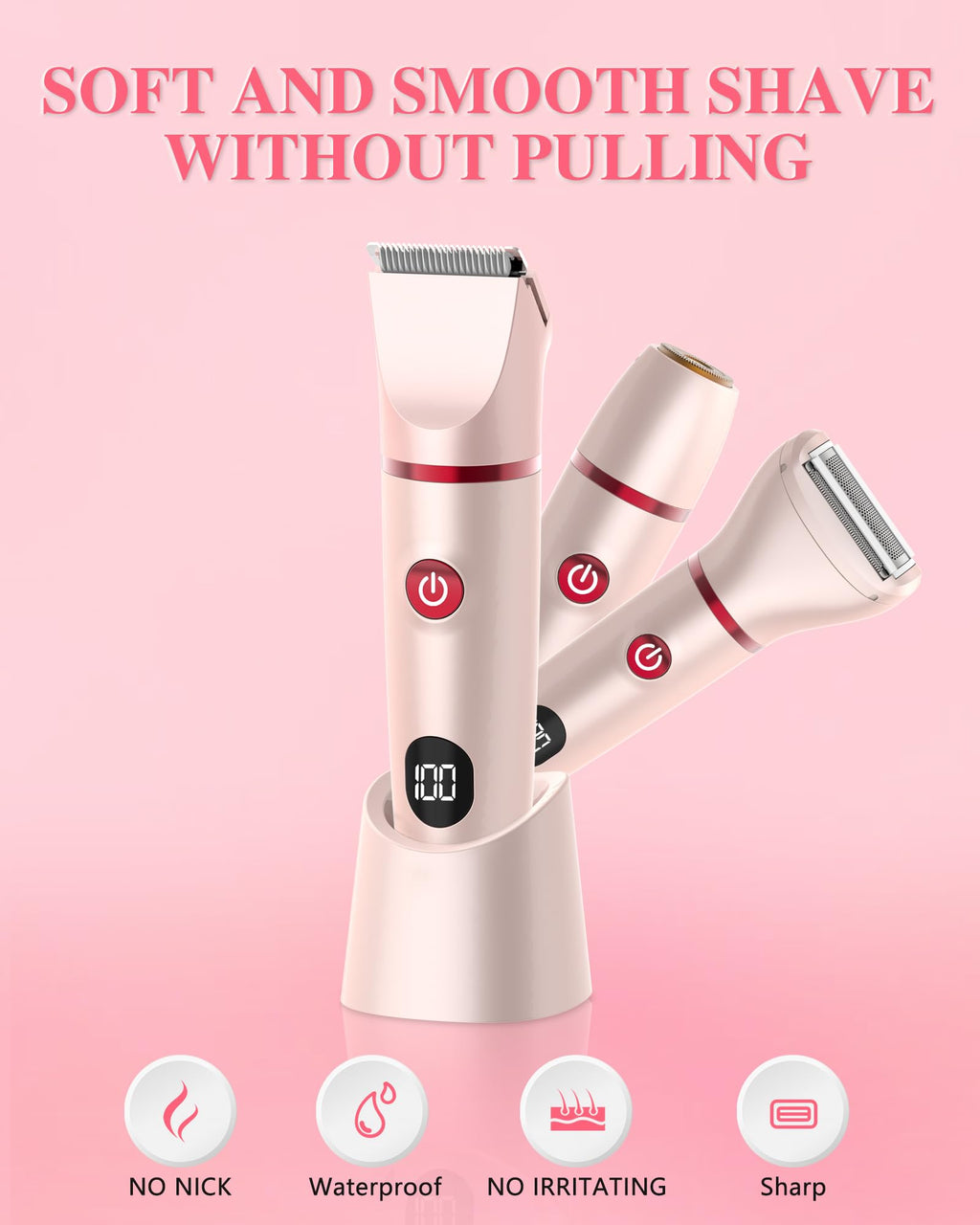 3-in-1 Rechargeable Waterproof Bikini Trimmer J859255