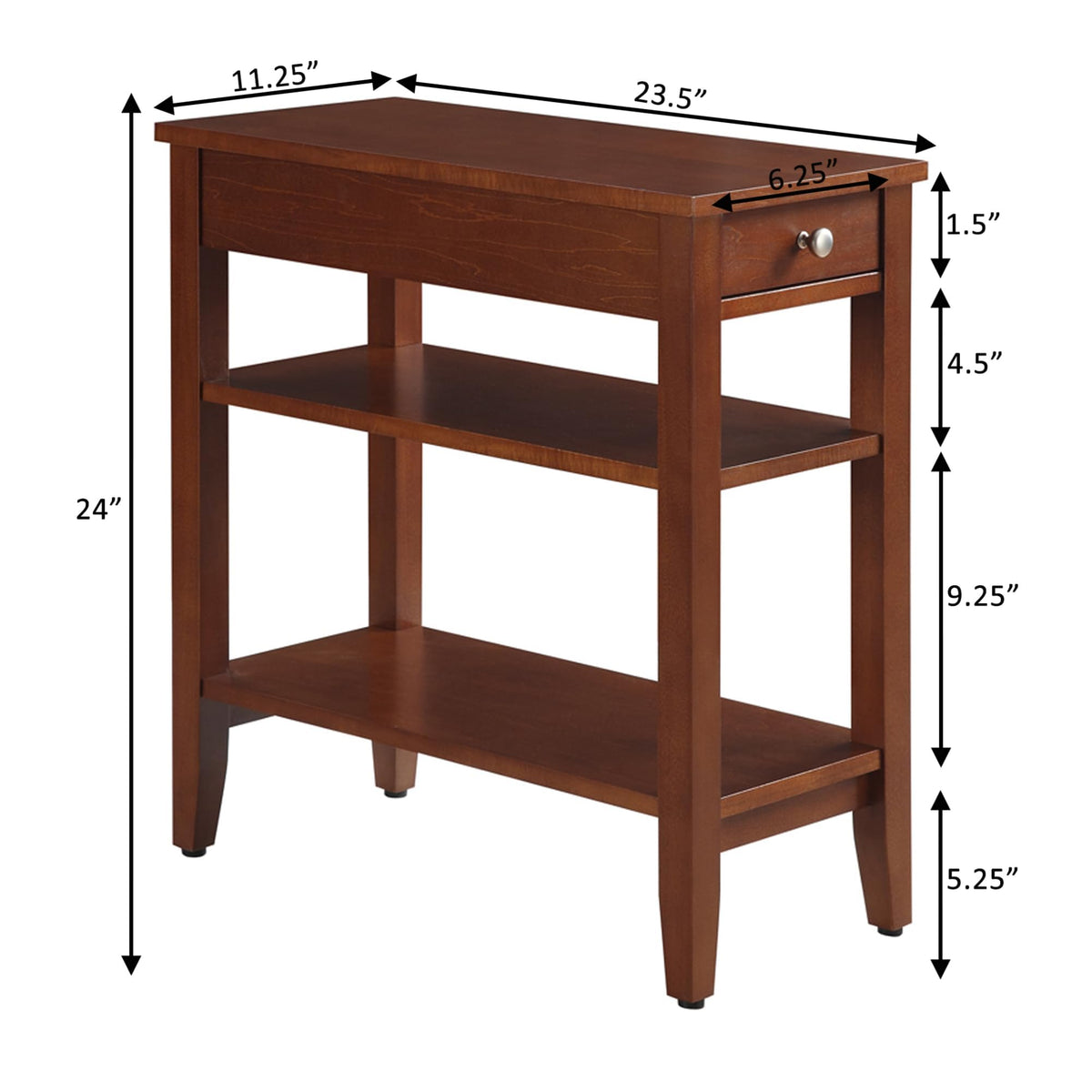 Cherry Chairside End Table with Storage Drawer & Shelves U192
