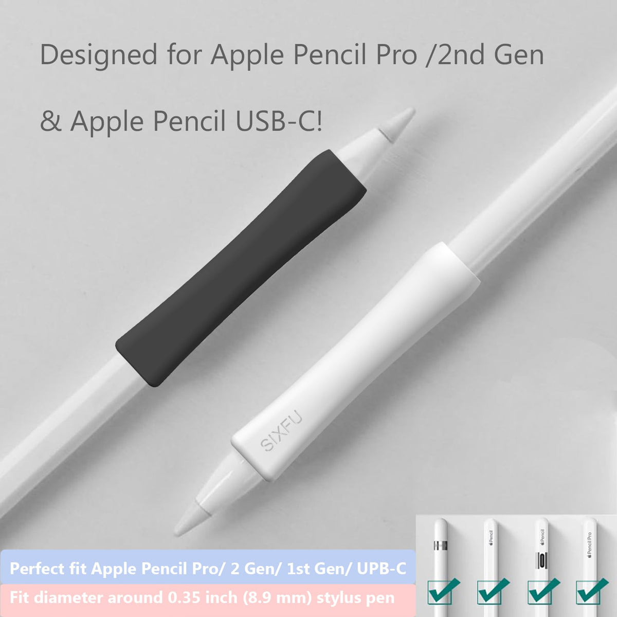 Black White 2 PCS Stylus Pen Grip I850