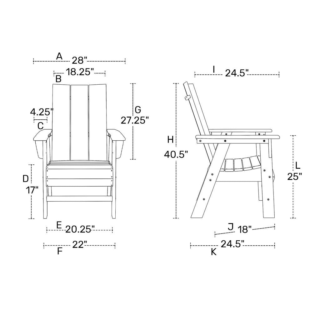 HDPE Adirondack Dining Chair Navy Blue L782801