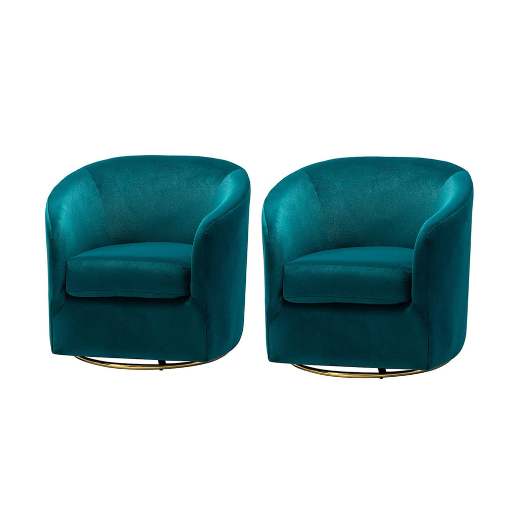 Set of 2 Velvet Swivel Barrel Chair V13091