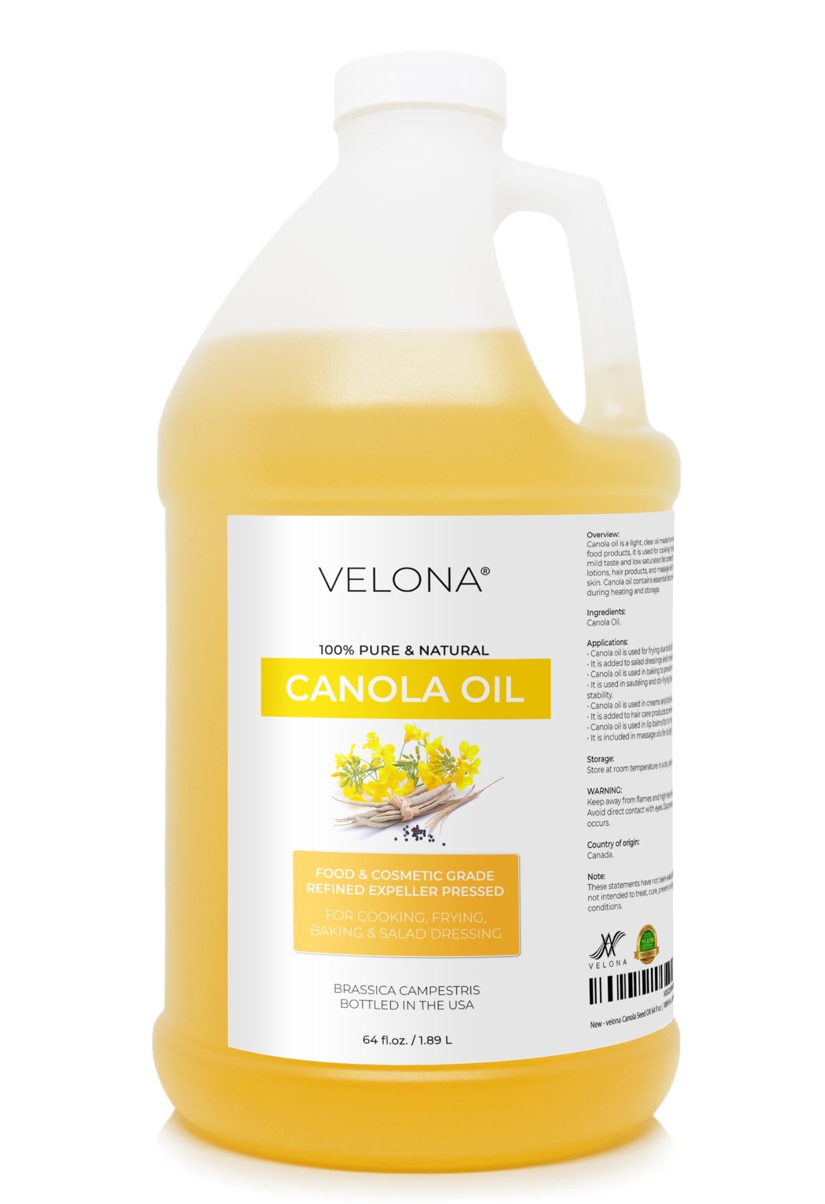 Canola Seed Oil 64 fl oz Expeller Pressed V29378