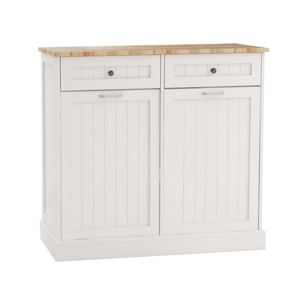 White Double Tilt Out Trash Can Cabinet with 10-Gallon Capacity N58178