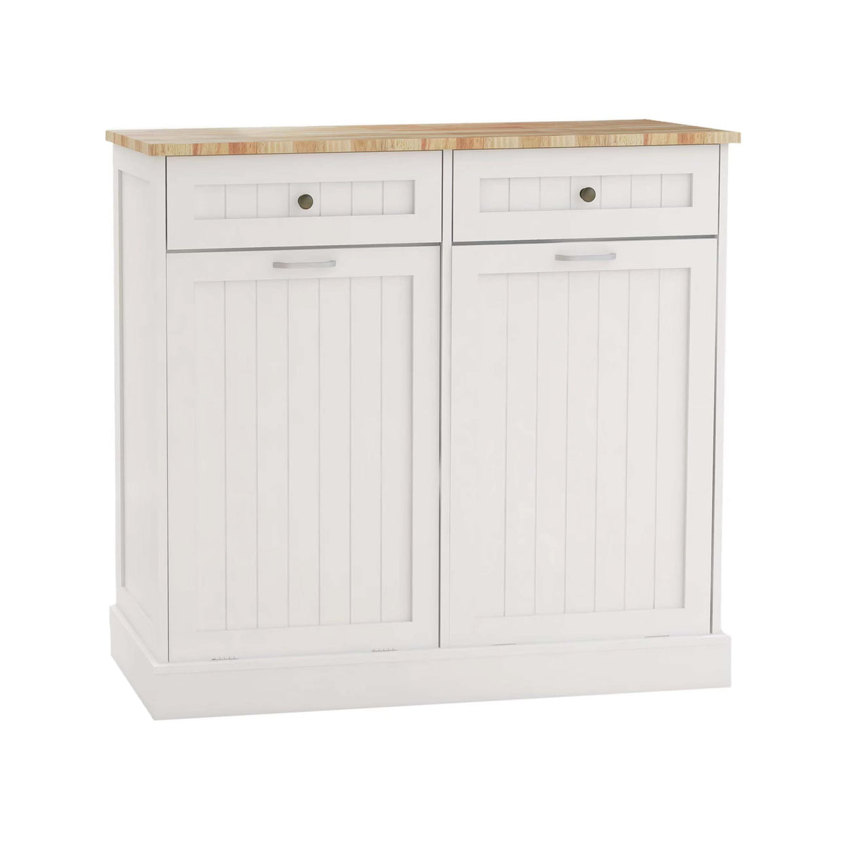 White Double Tilt Out Trash Can Cabinet with 10-Gallon Capacity N58178