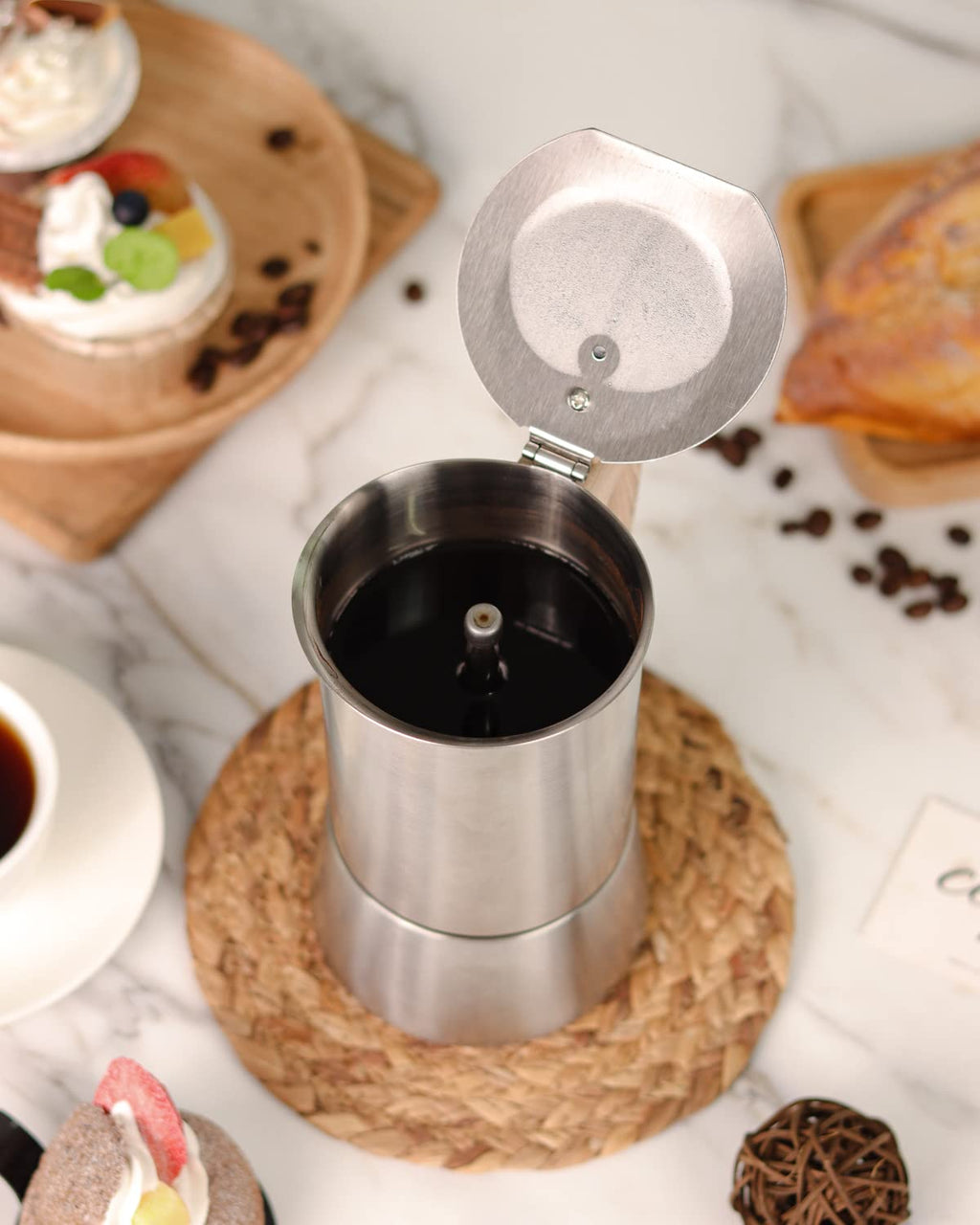 4 Cups Stainless Steel Stovetop Espresso Coffee Maker 10 oz Moka Pot L121397