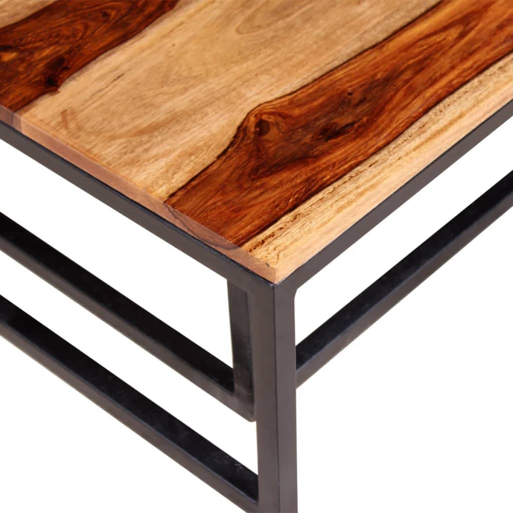Solid Sheesham Wood Nesting Coffee Table Set with Metal Frame F797