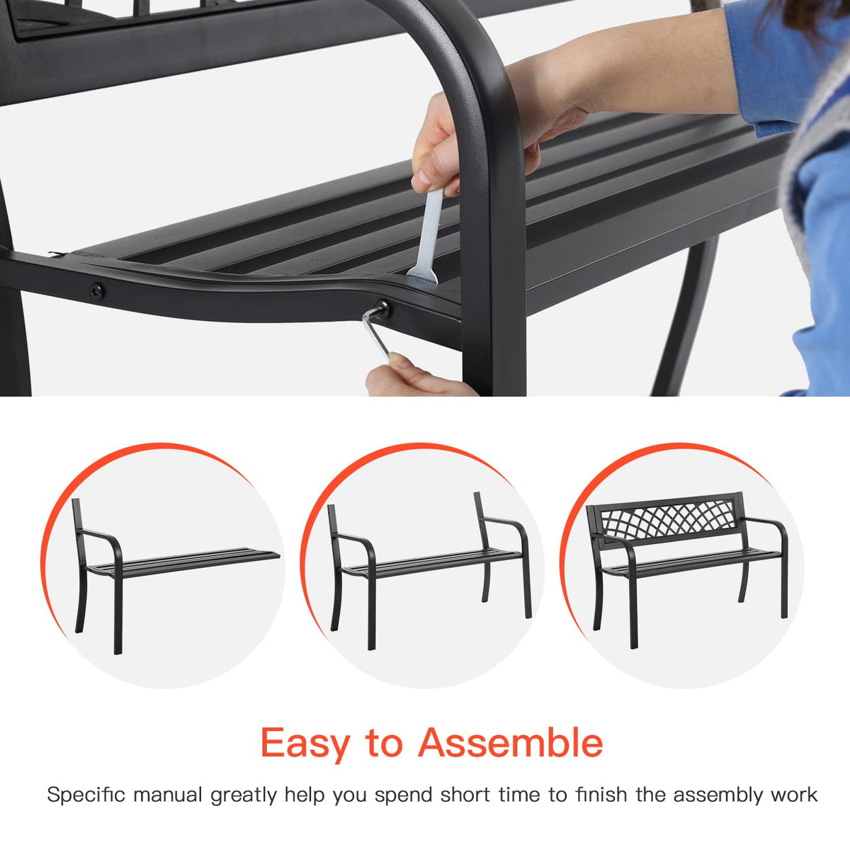 Black Outdoor Garden Bench H461444
