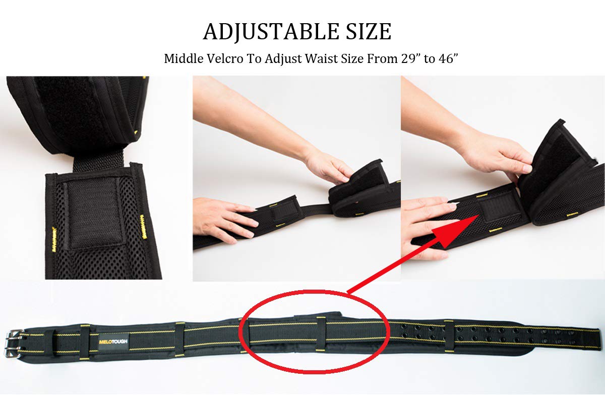 2-Inch Padded Tool Belt with 4 D-Rings Heavy Duty Double Metal Roller Buckle X121327