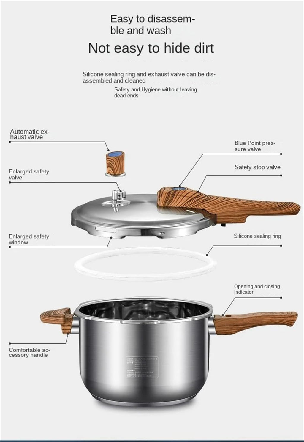 304 Stainless Steel 3L Pressure Cooker U65104