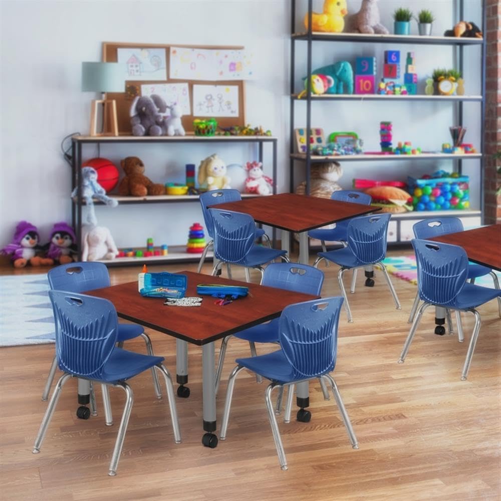 42" Square Mobile Table with 4 Stack Chairs M743
