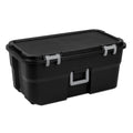 Black Plastic Storage Footlocker with Wheels V6902