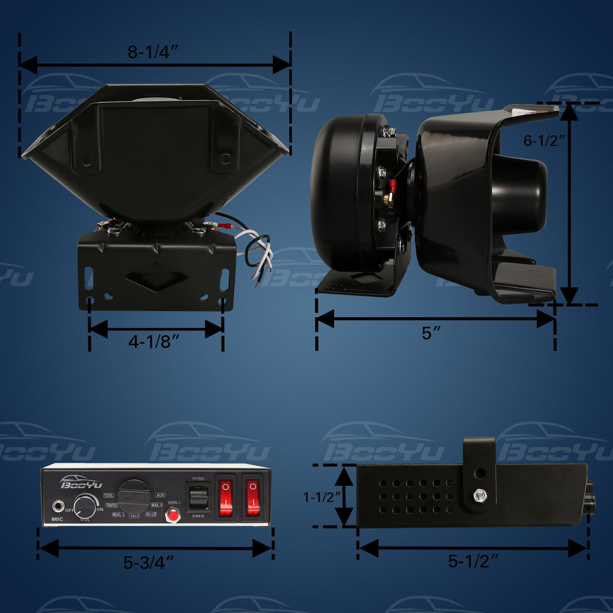 12V 400W Warning Emergency Siren PA System J64813