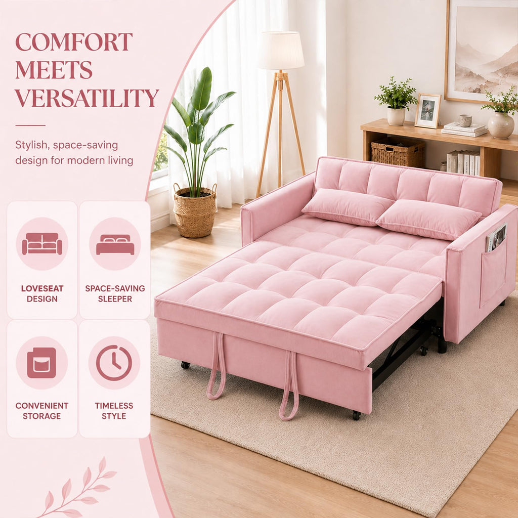 Velvet Convertible Sofa Bed C684959