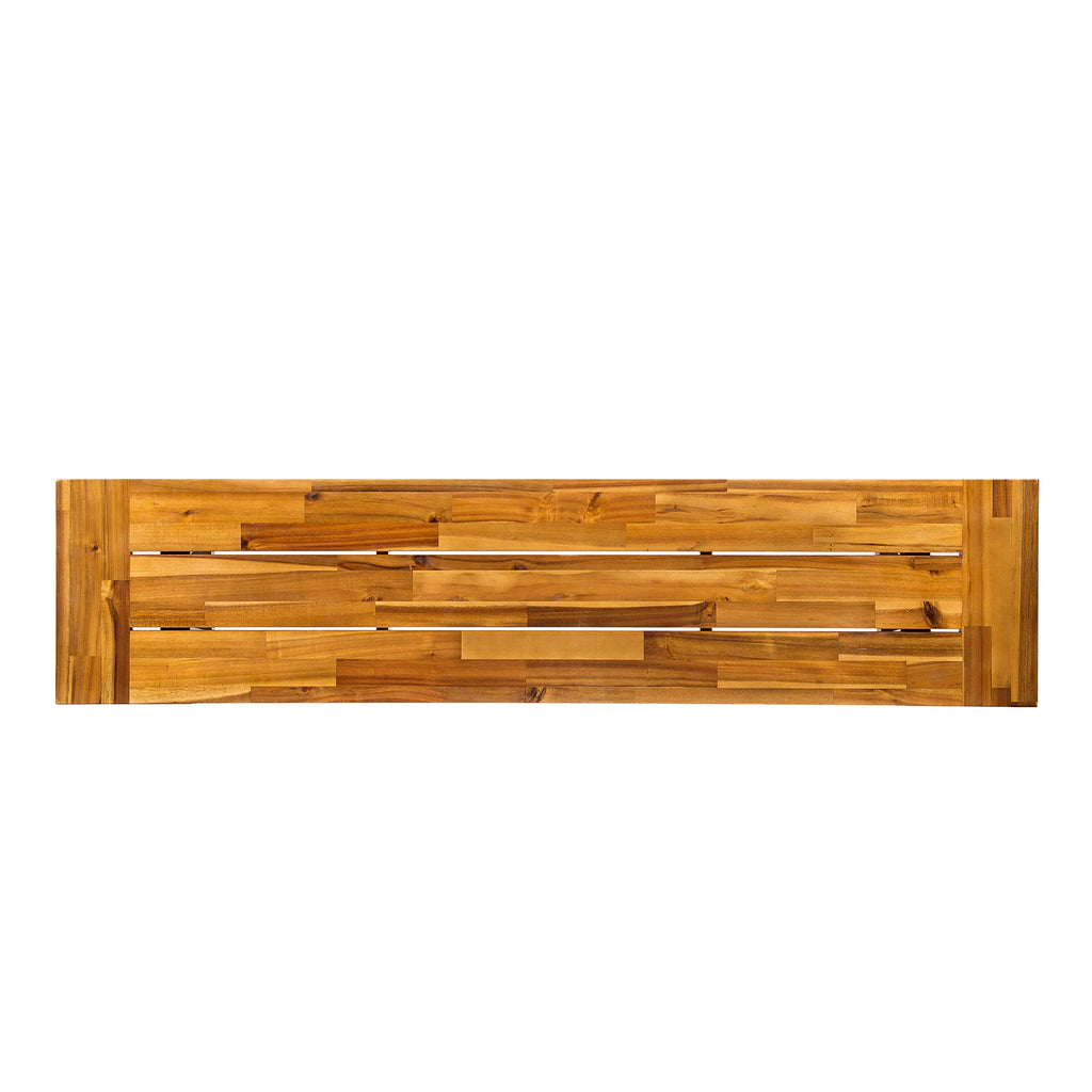 Acacia Wood Outdoor Bench with Metal Accents A93892