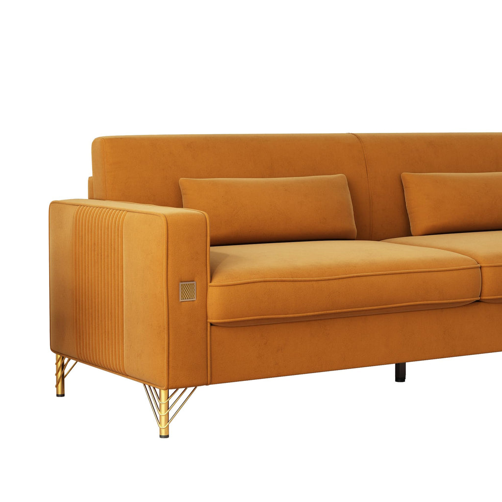 Oversized Velvet Sofa with Armrest and Removable Cushions M32585