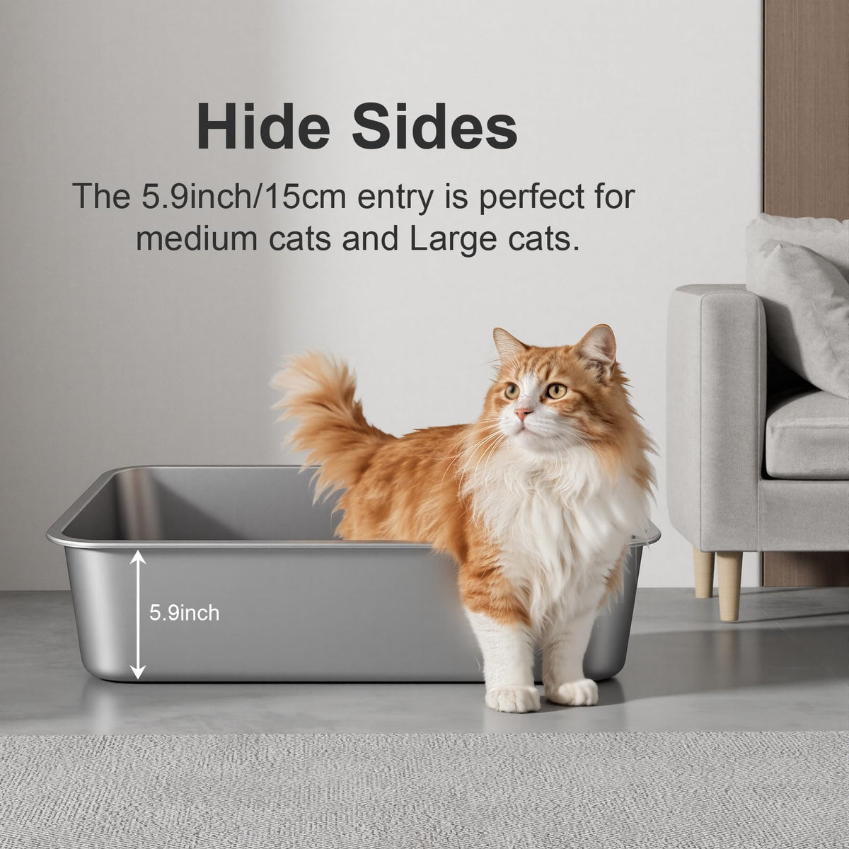 X-Large High Sided Stainless Steel Cat Litter Box T8376