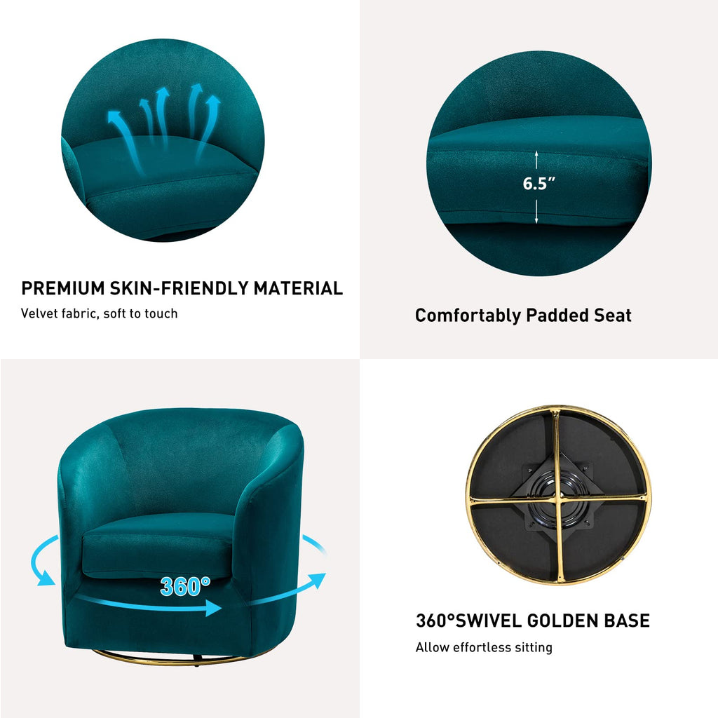 Set of 2 Velvet Swivel Barrel Chair V13091