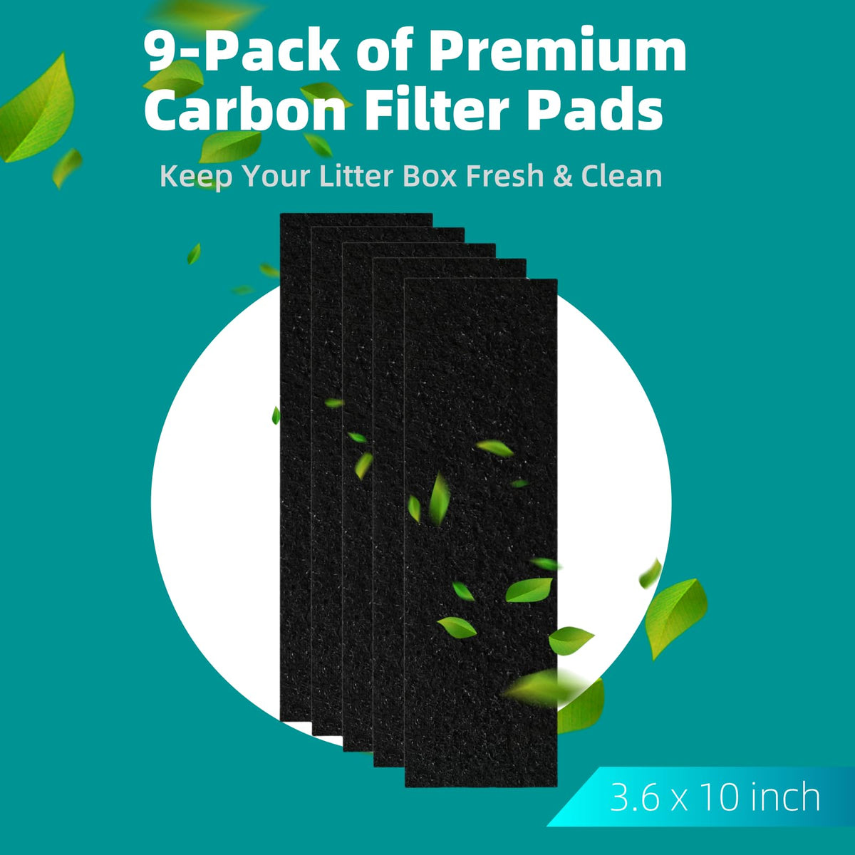 3.6" x 10" Carbon Filter Pads for Cat Litter Boxes S93343
