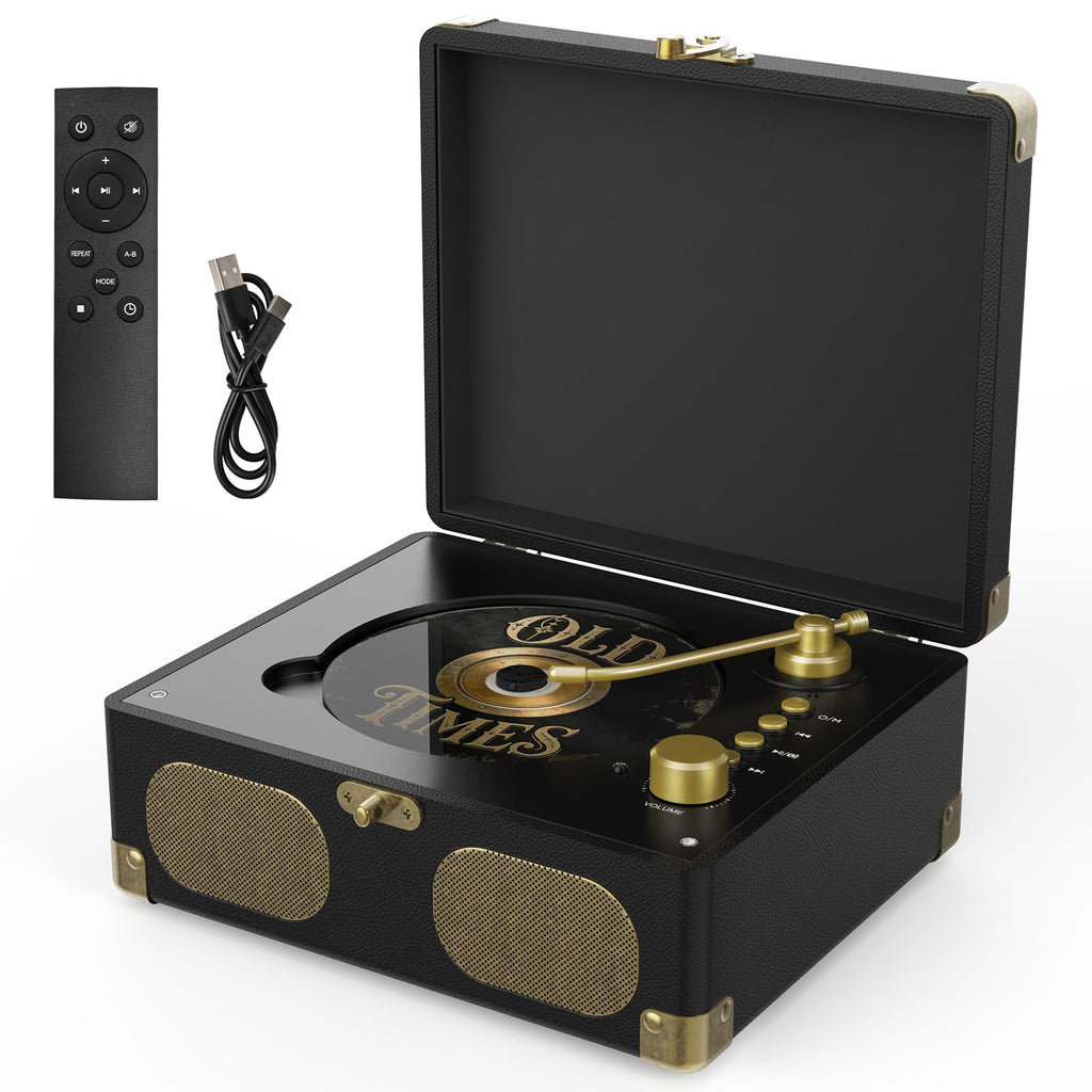 Black Portable CD Player with Speakers, Bluetooth, Remote Control, USB Playback U85741