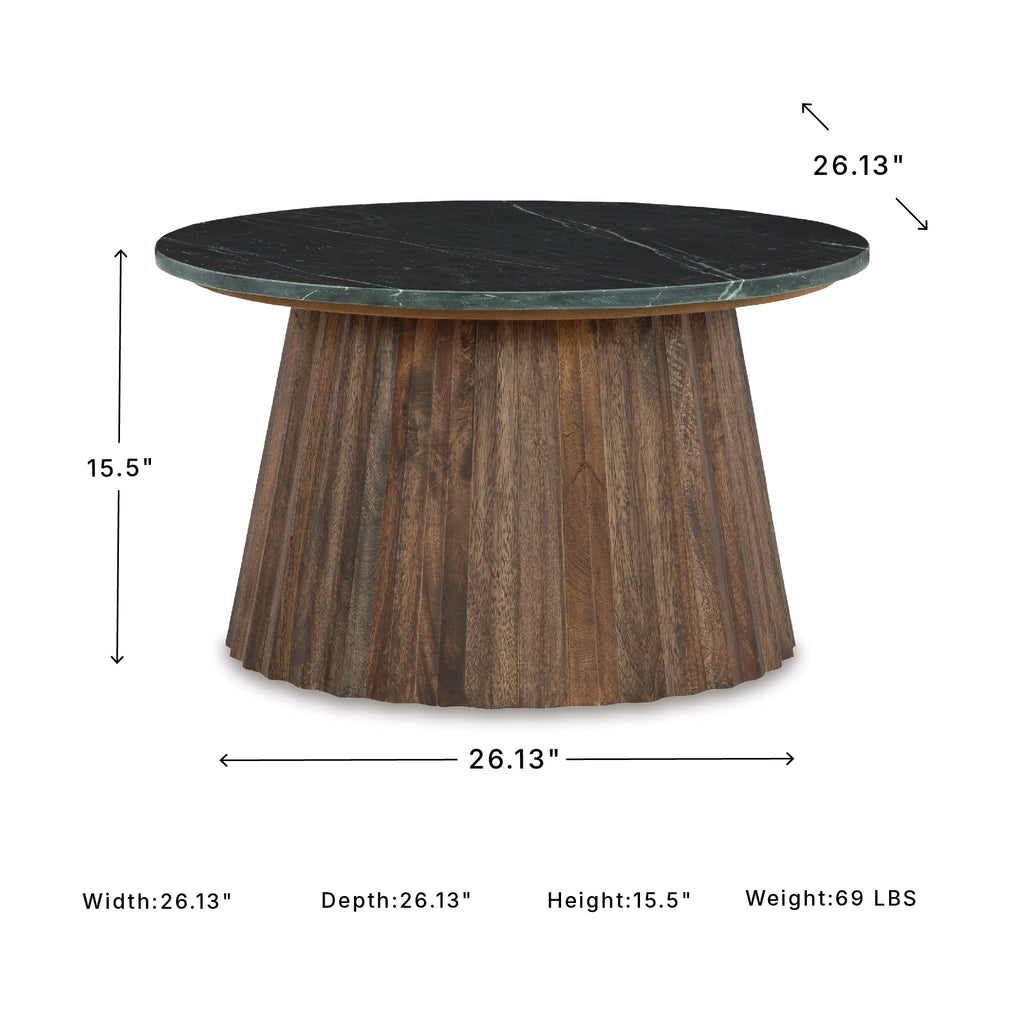 Round Fluted Marble Coffee Table J227004