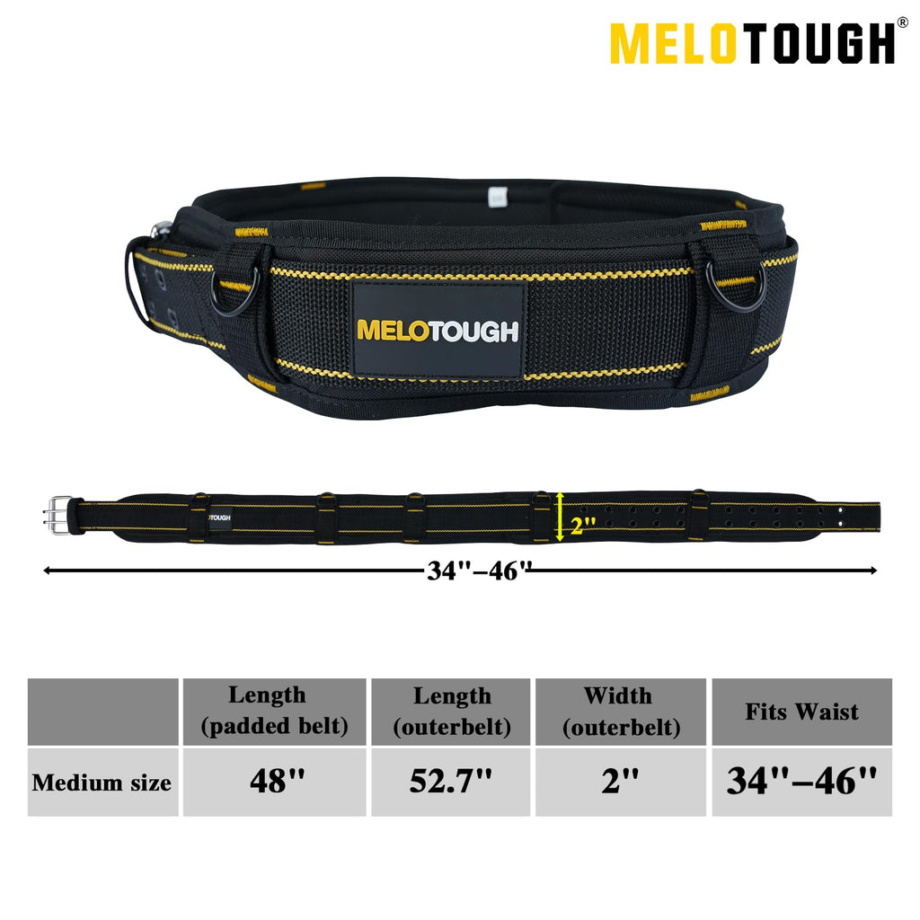 2-Inch Padded Tool Belt with 4 D-Rings Heavy Duty Double Metal Roller Buckle X121327